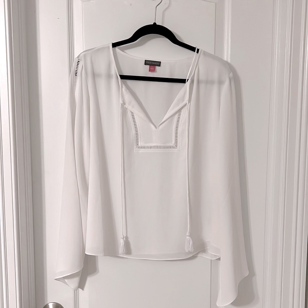 Vince Camuto Long Sleeve White Flowy Blouse